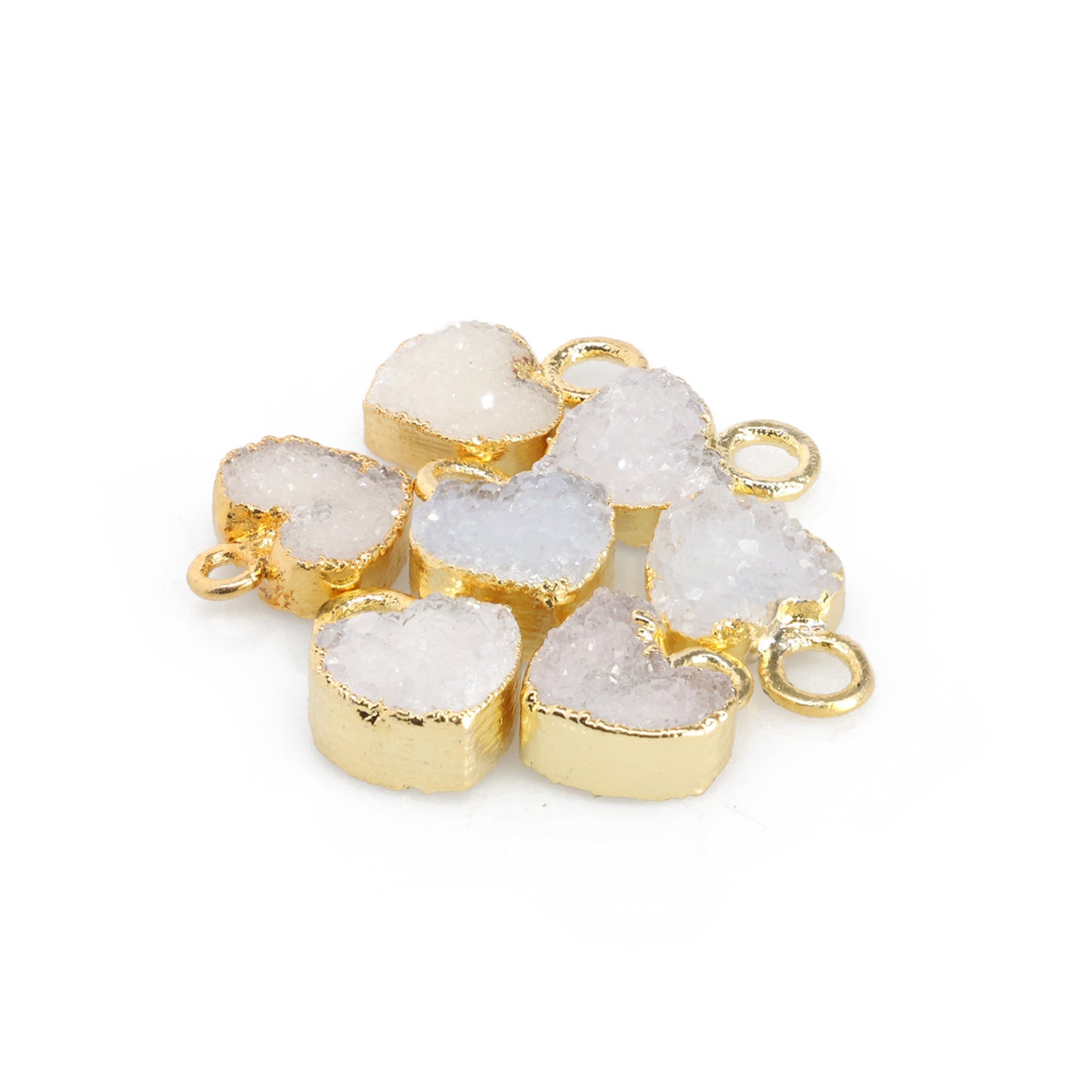 Heart Druzy Natural Gemstone, fourniture de fabrication de bijoux, Single Bail, Dainty Minimalist