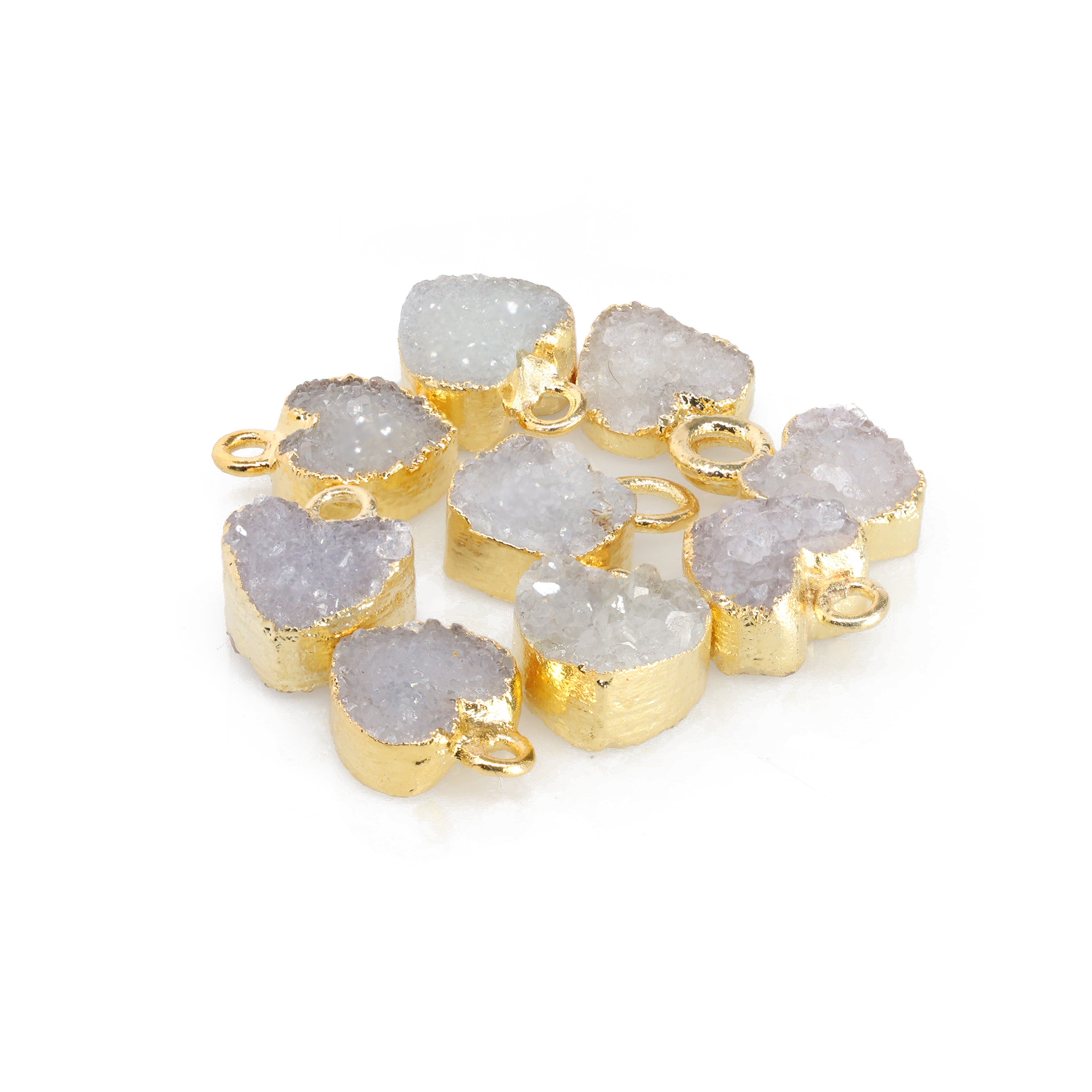 Heart Druzy Natural Gemstone, jewelry making supply, Single Bail, Dainty Minimalist
