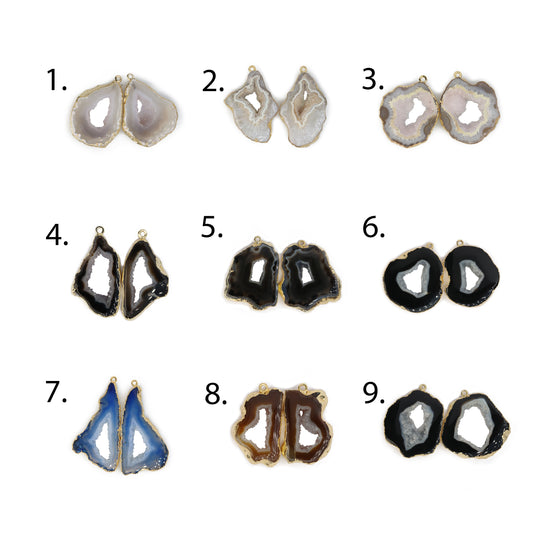 silver Agate Geode Slice Pairs