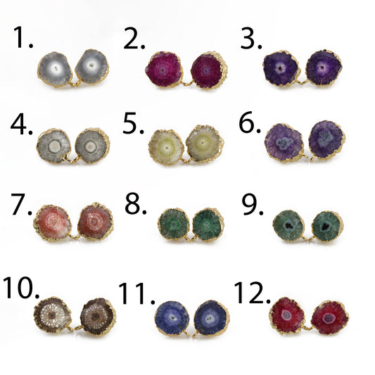 Natural solar quartz earpost for earrings Meena Design