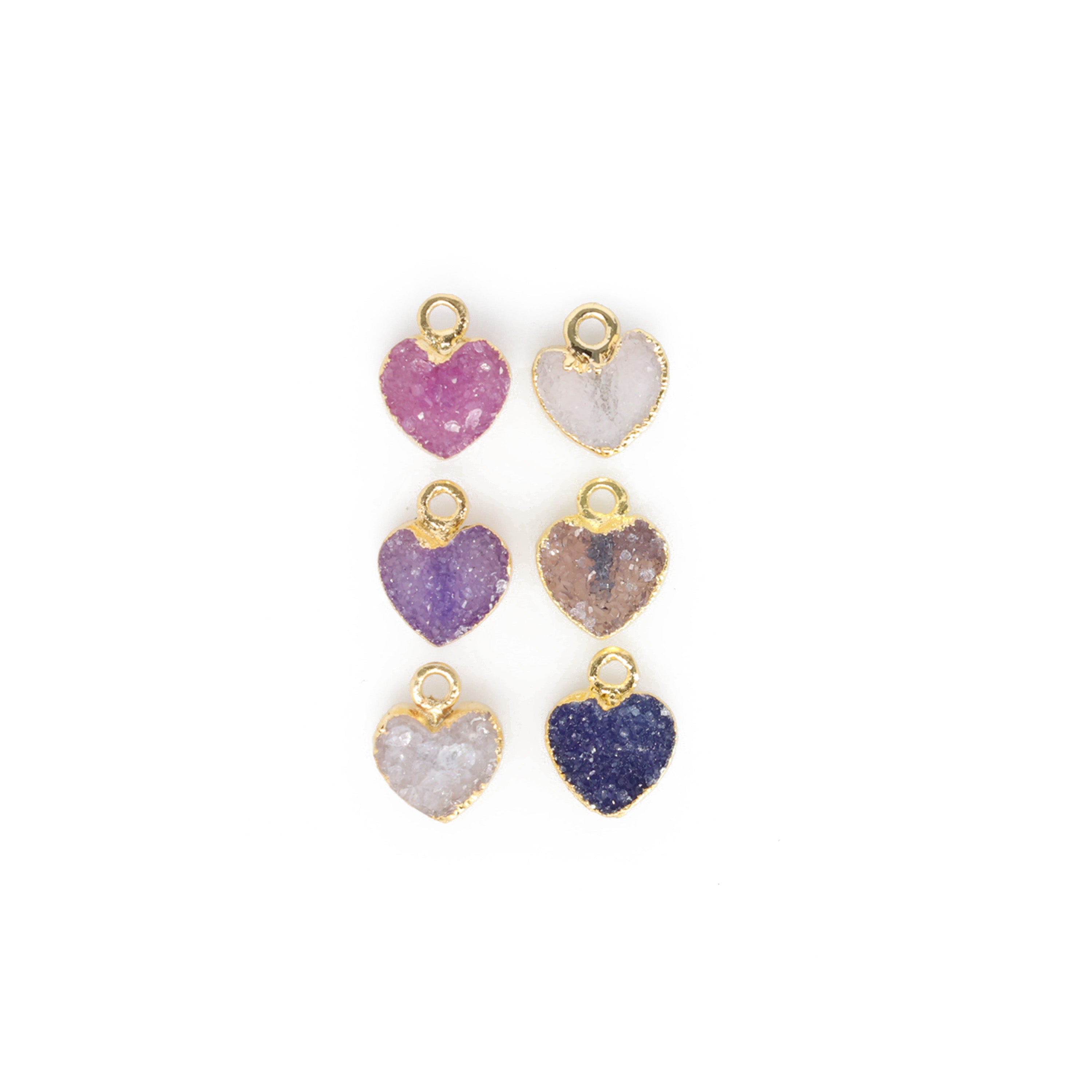 Heart Druzy Natural Gemstone, jewelry making supply, Single Bail, Dainty Minimalist