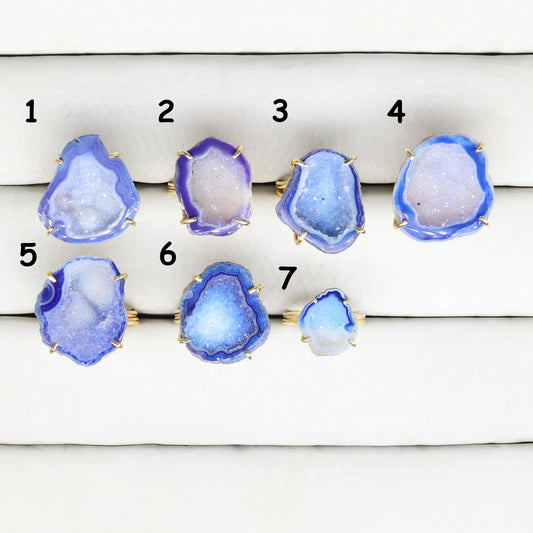 Rings by Selection Anokha Brass Gold Plated 15 - 25 MM Blue