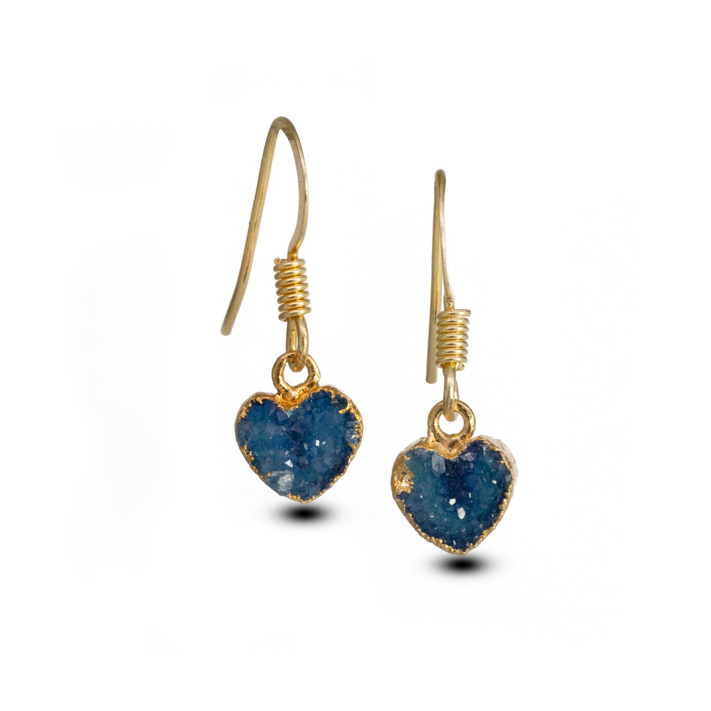 Tinny Heart Shape Druzy Quartz Dangle Earrings for Women Girls Valentine's Day Gift