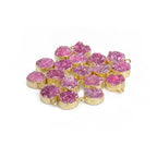 Natural Druzy Quartz Round Gold Edged Titanium AB Coated, 10 MM