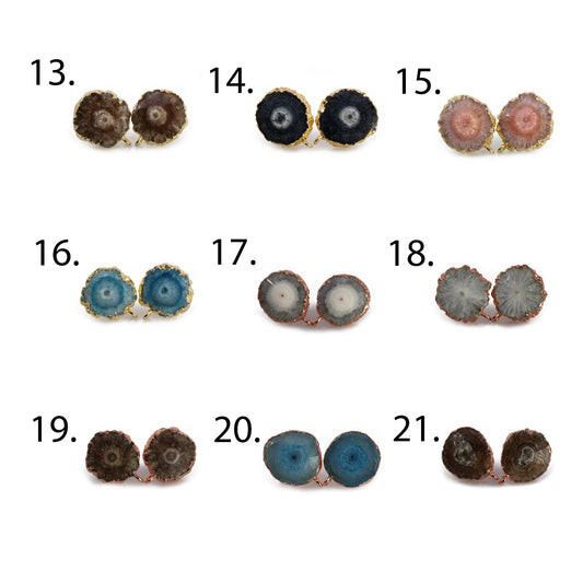 Natural solar quartz earpost for earrings Meena Design