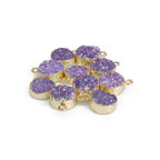 Natural Druzy Quartz Round Gold Edged Titanium AB Coated, 10 MM