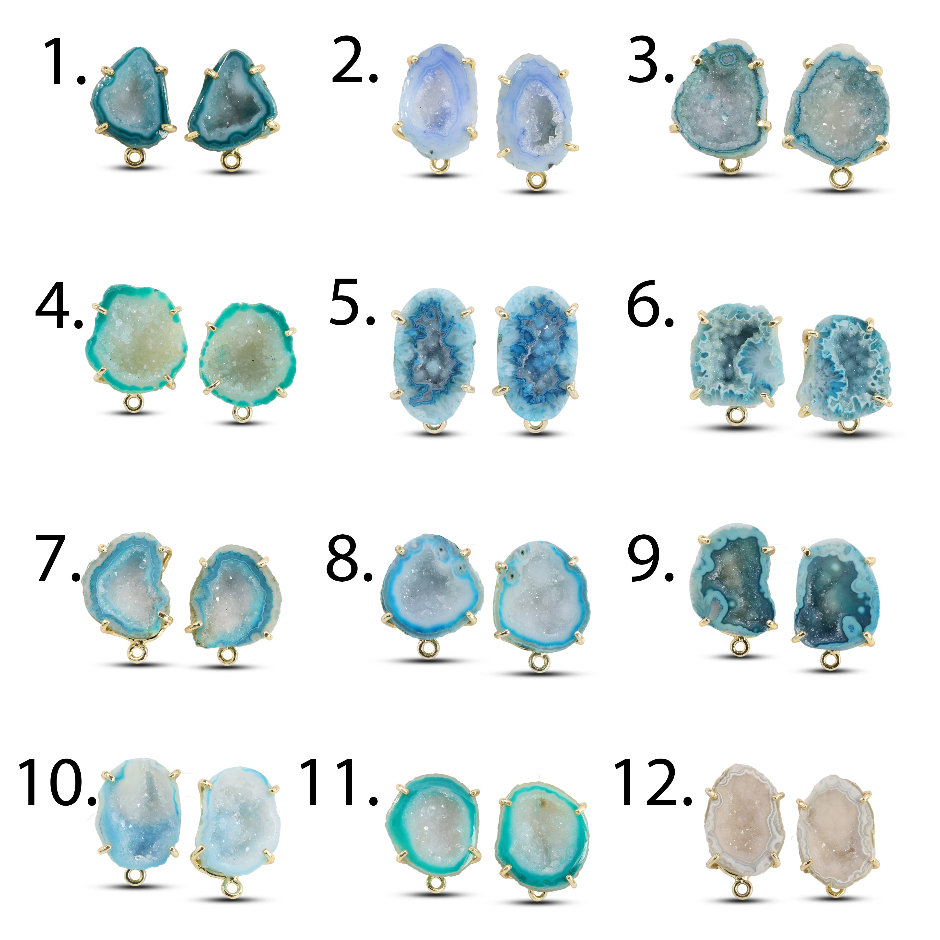 Geode Druzy Ear post  DIY Earrings