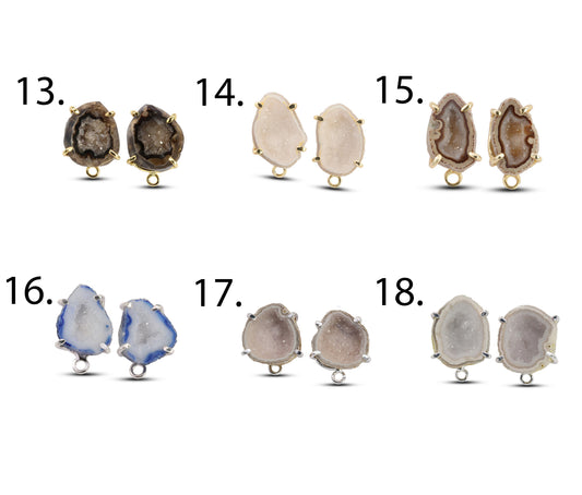 Geode Druzy Ear post  DIY Earrings Meena Design