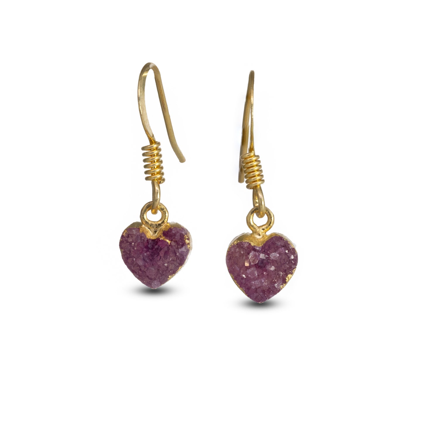 Tinny Heart Shape Druzy Quartz Dangle Earrings for Women Girls Valentine's Day Gift