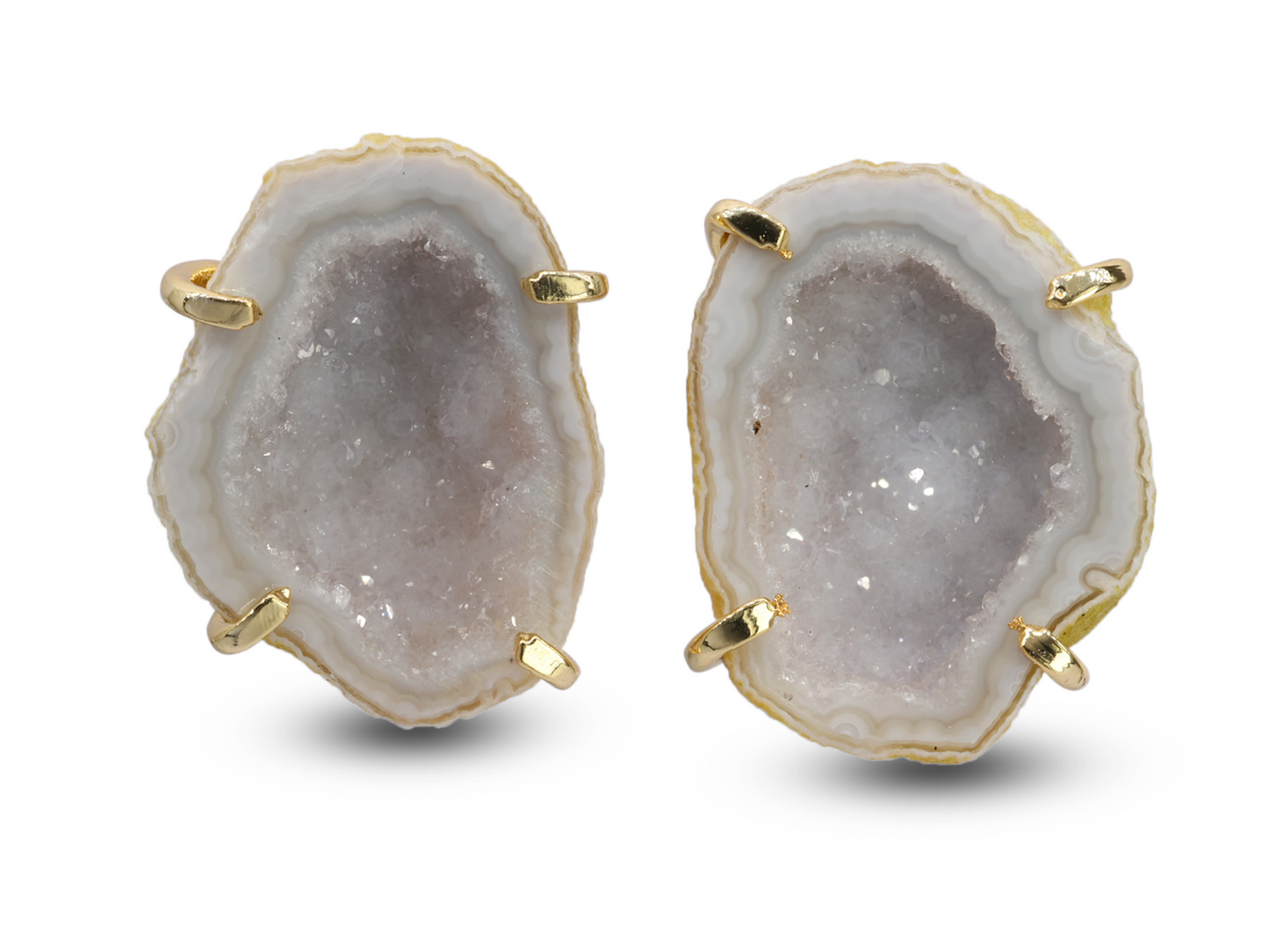 Making Charges Geode Studs Or Ear post Prong Setting