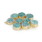 Natural Druzy Quartz Round Gold Edged Titanium AB Coated, 10 MM