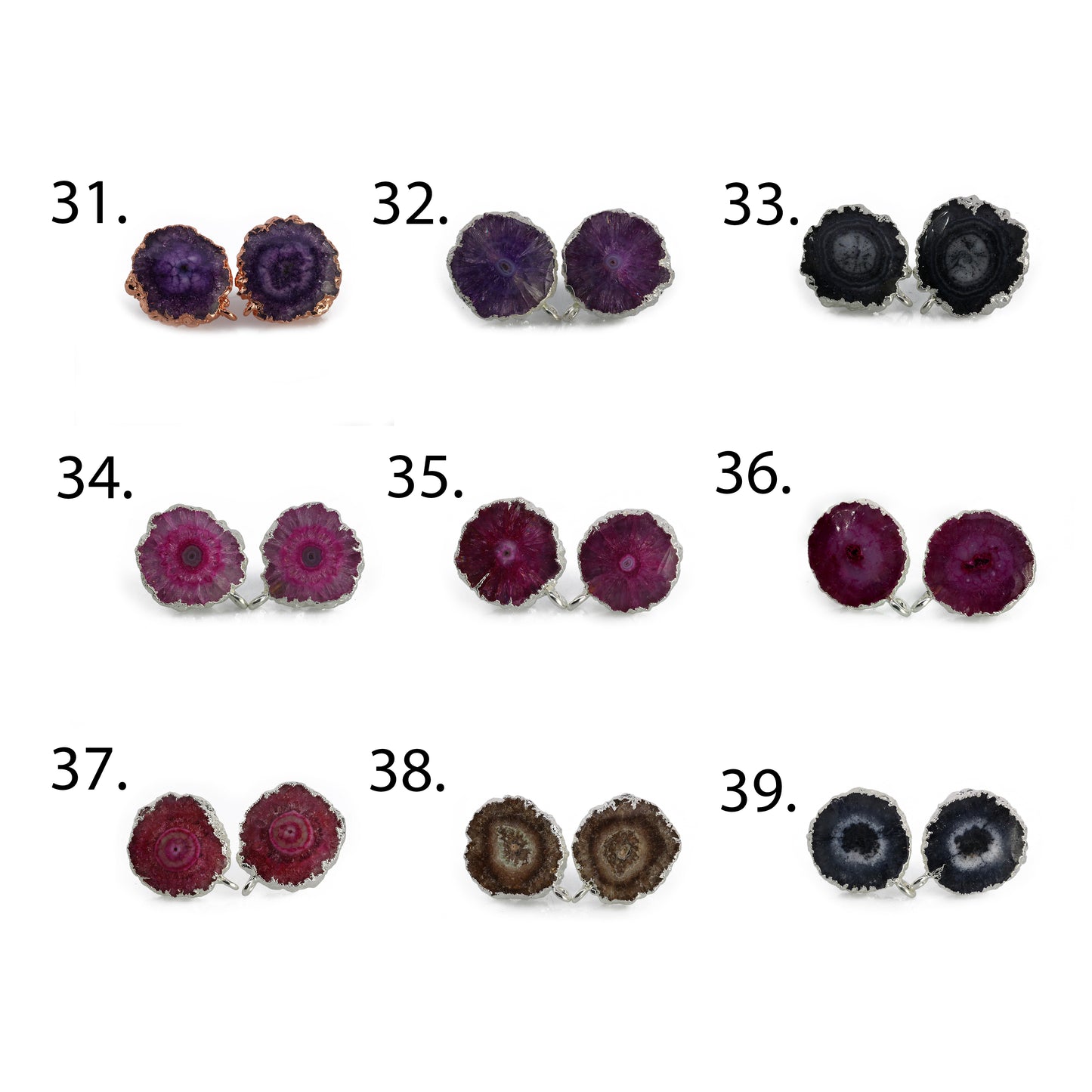 Natural solar quartz earpost for earrings
