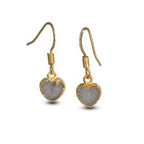 Tinny Heart Shape Druzy Quartz Dangle Earrings for Women Girls Valentine's Day Gift