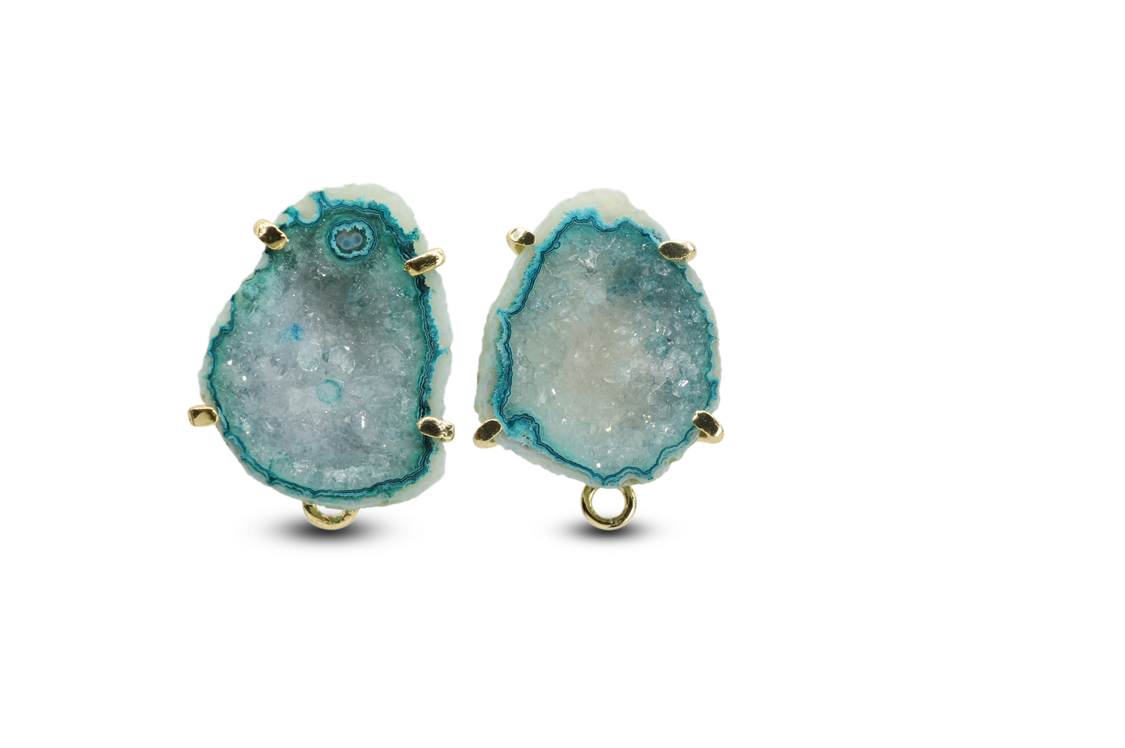 Making Charges Geode Studs Or Ear post Prong Setting