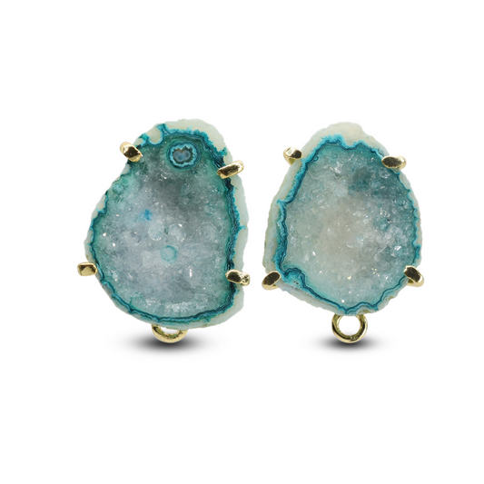 Handcrafted Geode Ear Studs in Secure Prong Setting – Perfect Gift