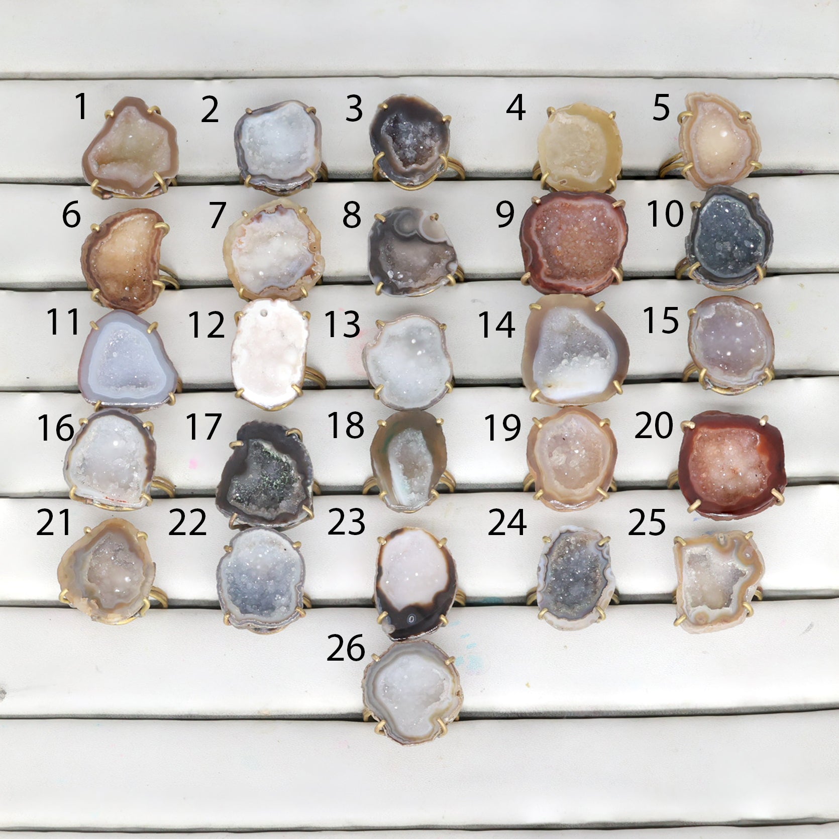 Geode Rings By Selection Stone Size 20-25mm