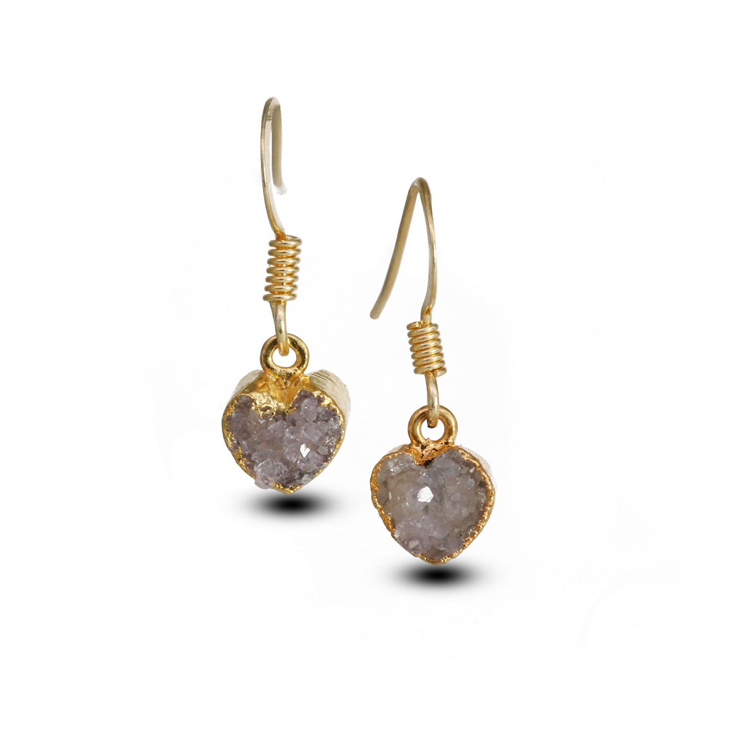 Tinny Heart Shape Druzy Quartz Dangle Earrings for Women Girls Valentine's Day Gift