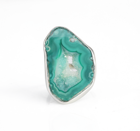 Ring Ada Agate Ring Geode Slice Bezel