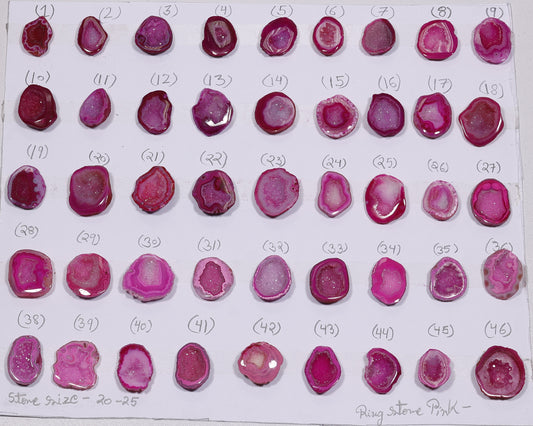 Geode Rings stone by Selection  20 - 25 mm Pink For Rings Making