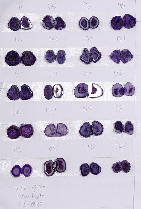 Geode Pairs ( Earring ) by Selection 15 - 20 mm Purple Color