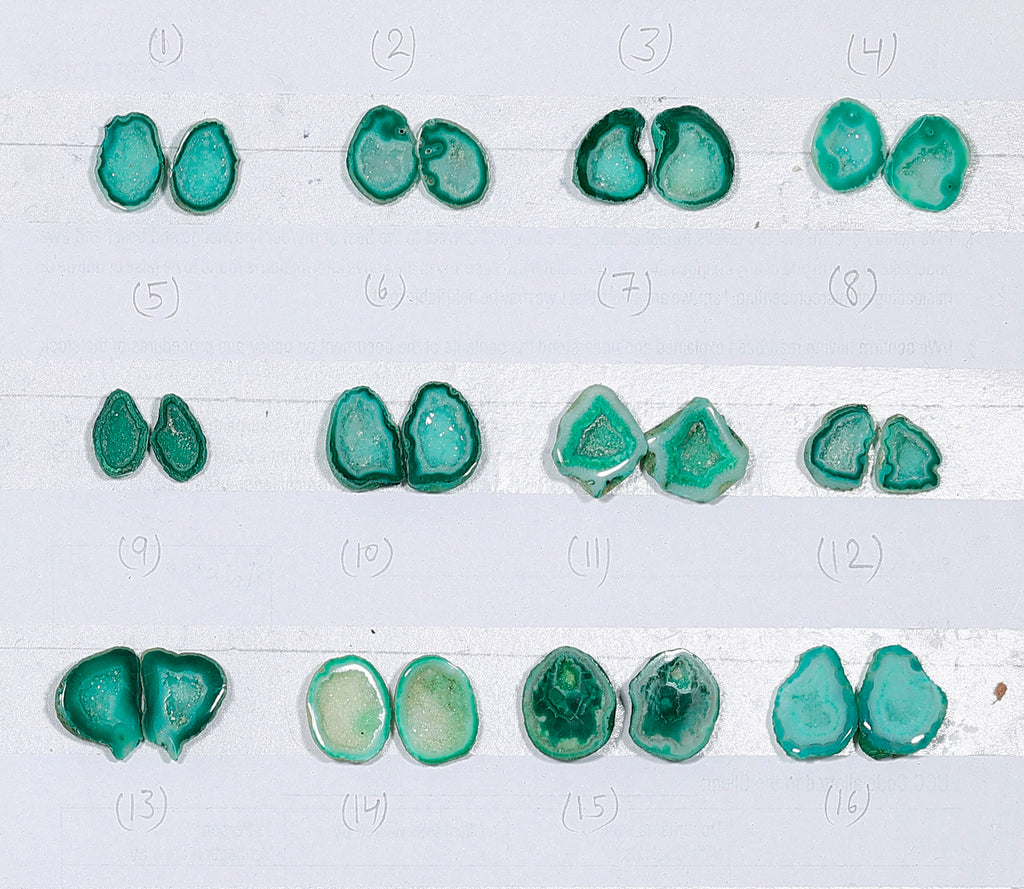 Geode Pairs (Earring) by Selection  15-20 mm Green Color