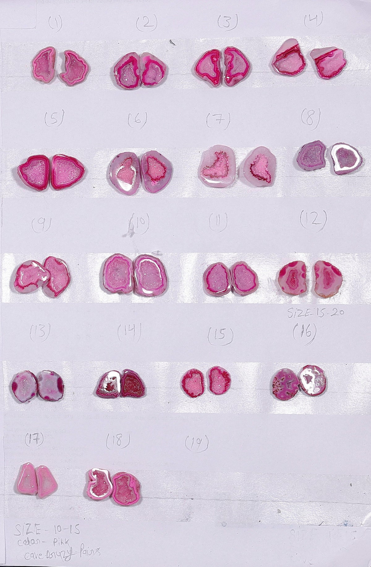 Geode Pairs ( Earring ) by Selection 10 - 15 mm  Pink Color My Store