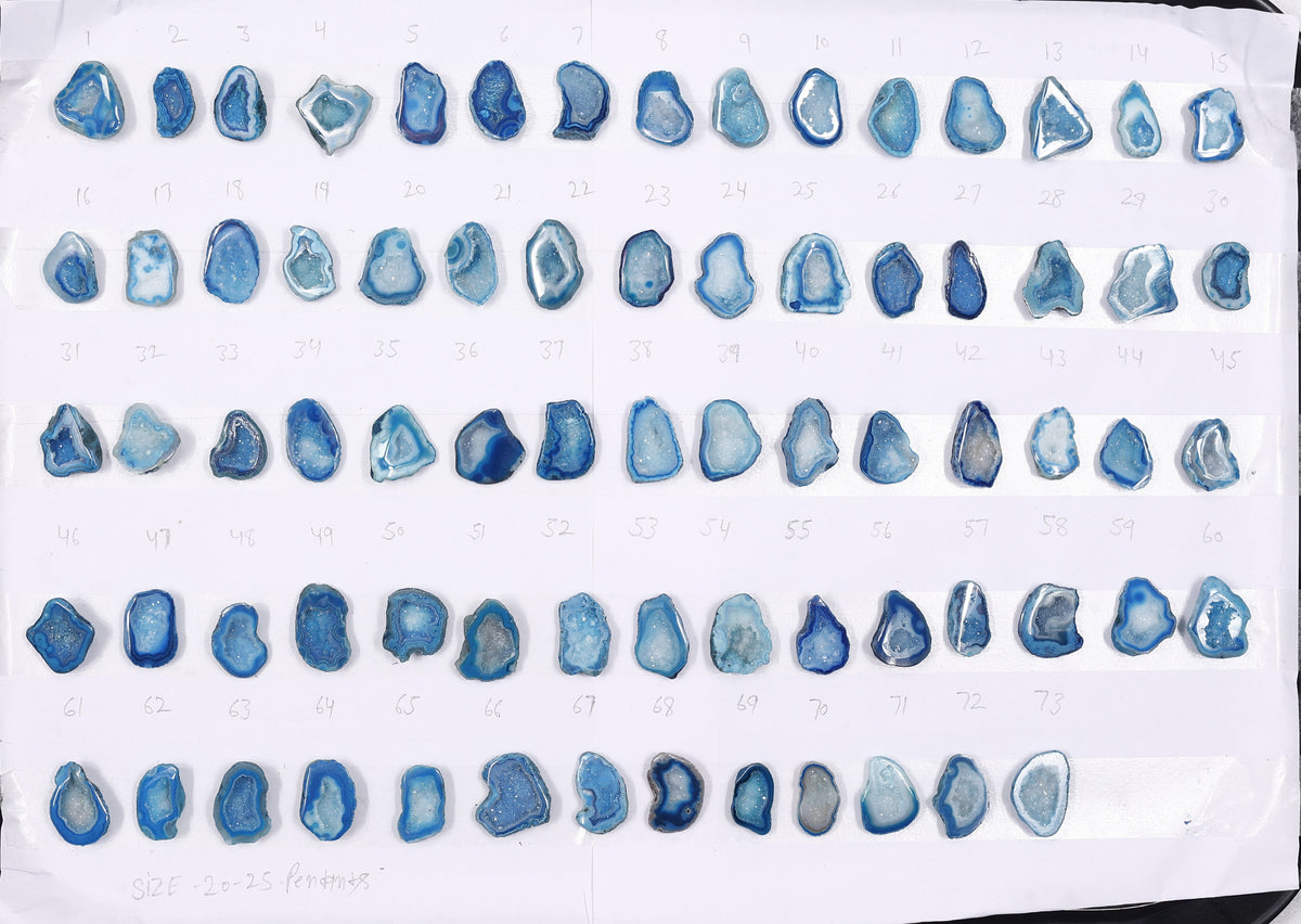 Geode Stones ( Pendant ) by Selection 20 - 25 mm Aqua For Making Jewelry My Store
