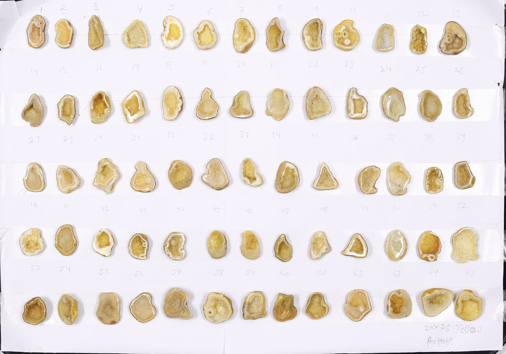 Geode Stones (Pendant) by Selection 20-25 mm Yellow For Making Pendant Jewelry