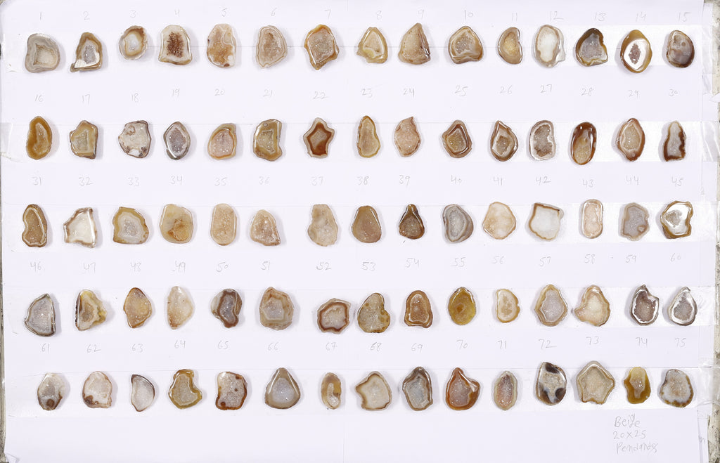 Geode Stones (Pendant) by Selection 20-25 mm Beige For Making Pendant Jewelry