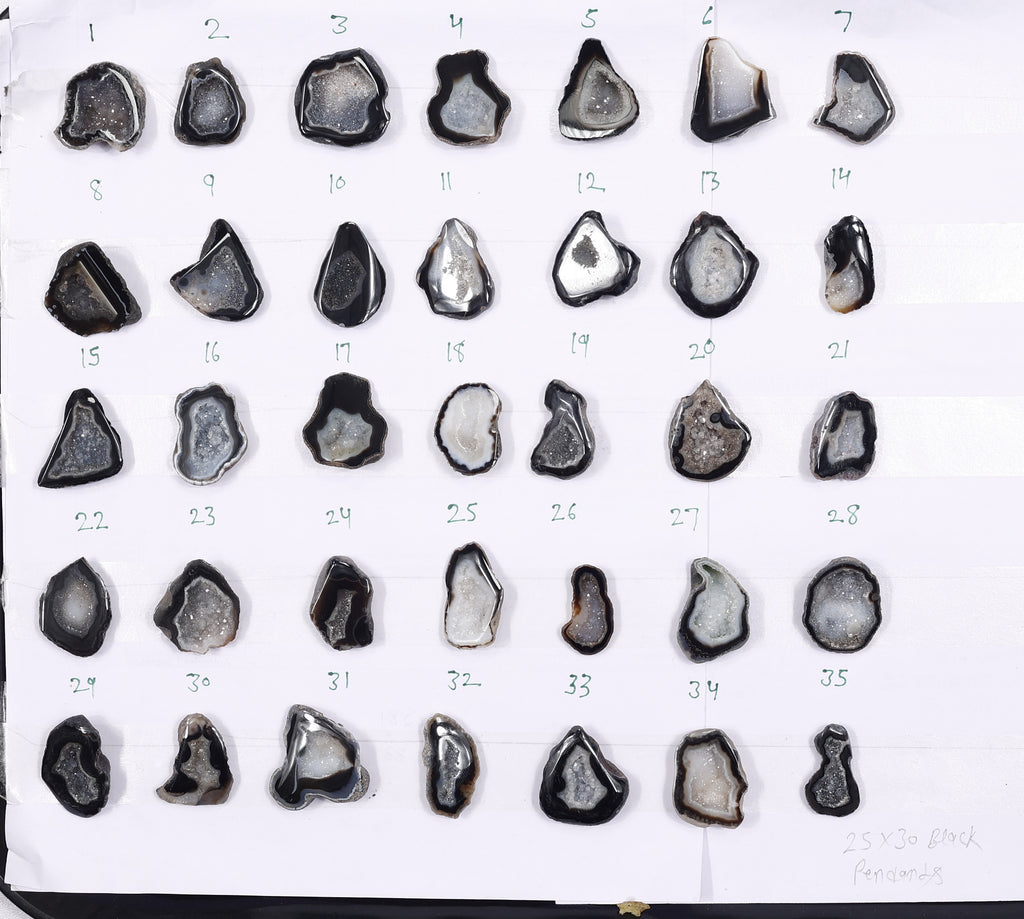 Geode Stones (Pendant) by Selection 25-30 mm Black For Making Pendant Jewelry