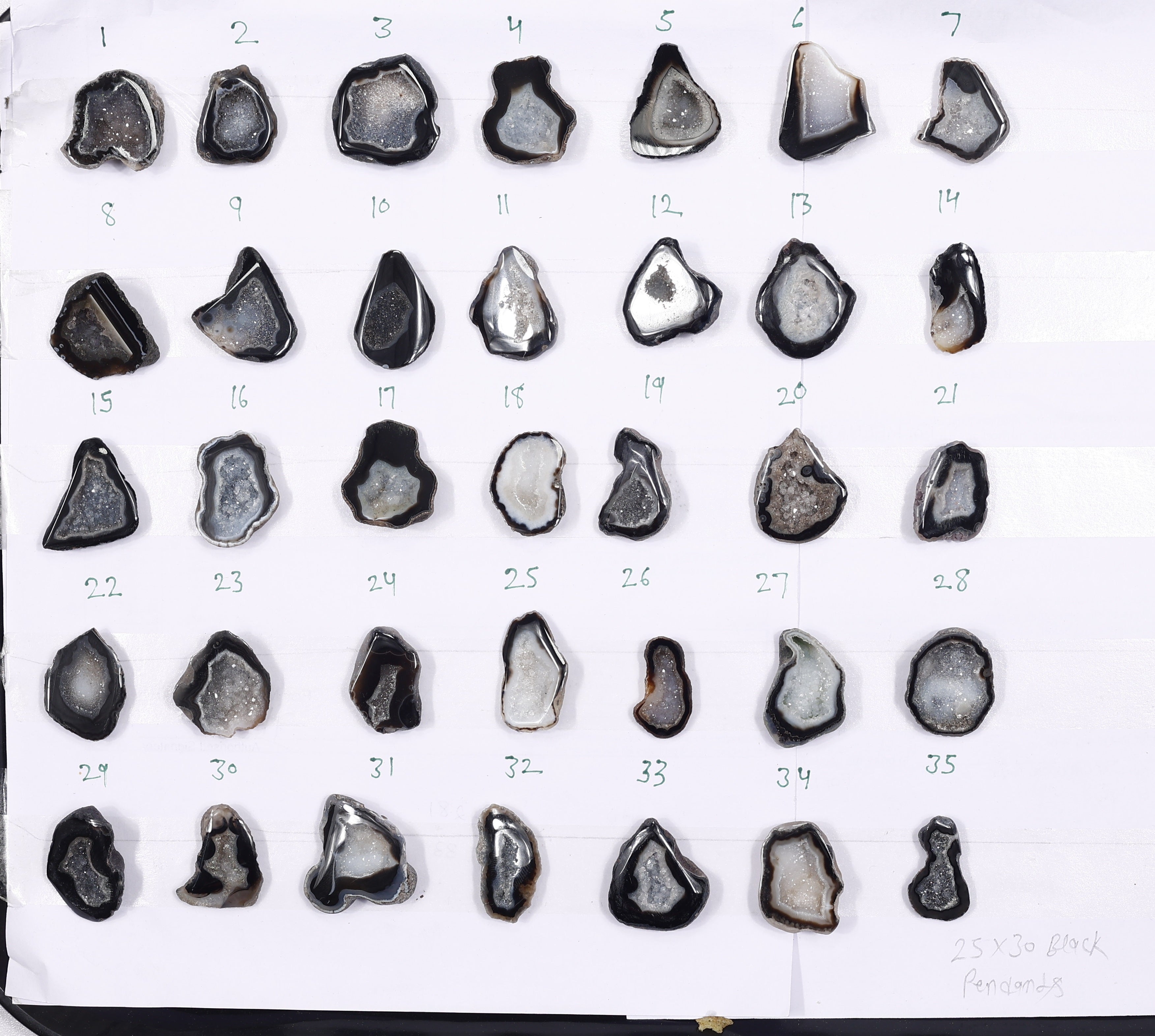 Geode Stones (Pendant) by Selection 25-30 mm Black For Making Pendant Jewelry