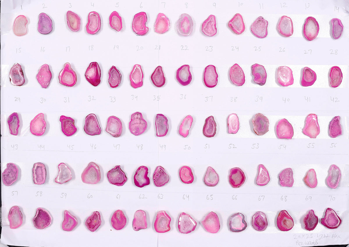 Geode Stones ( Pendant ) by Selection 20 - 25 mm Light Pink For Making Jewelry My Store