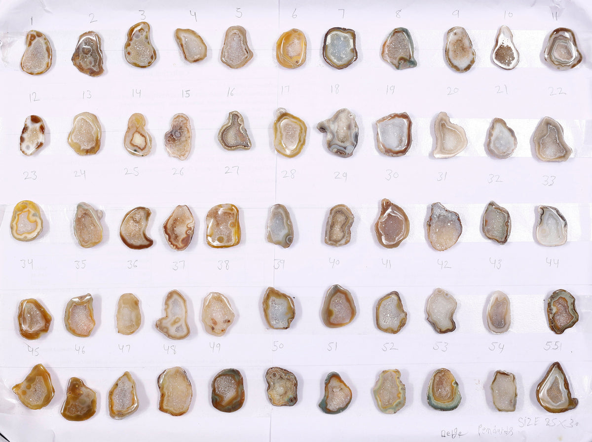 Geode Stones ( Pendant ) by Selection 25 - 30 mm Beige For Making Jewelry My Store