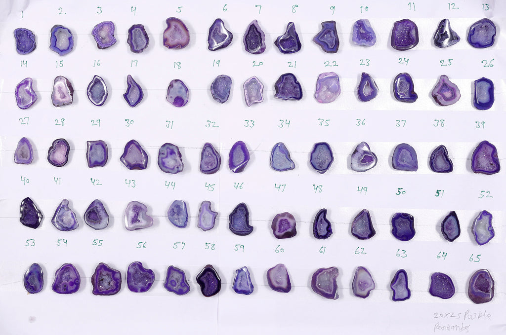 Geode Stones (Pendant) by Selection 20-25 mm Purple For Making Pendant Jewelry