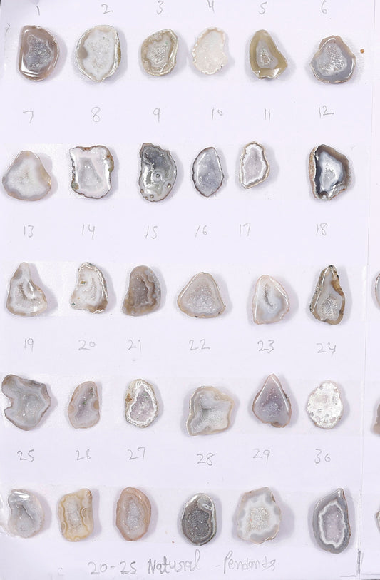 Geode Stones ( Pendant ) by Selection 20 - 25 mm Natural Color Grey For Making Jewelry
