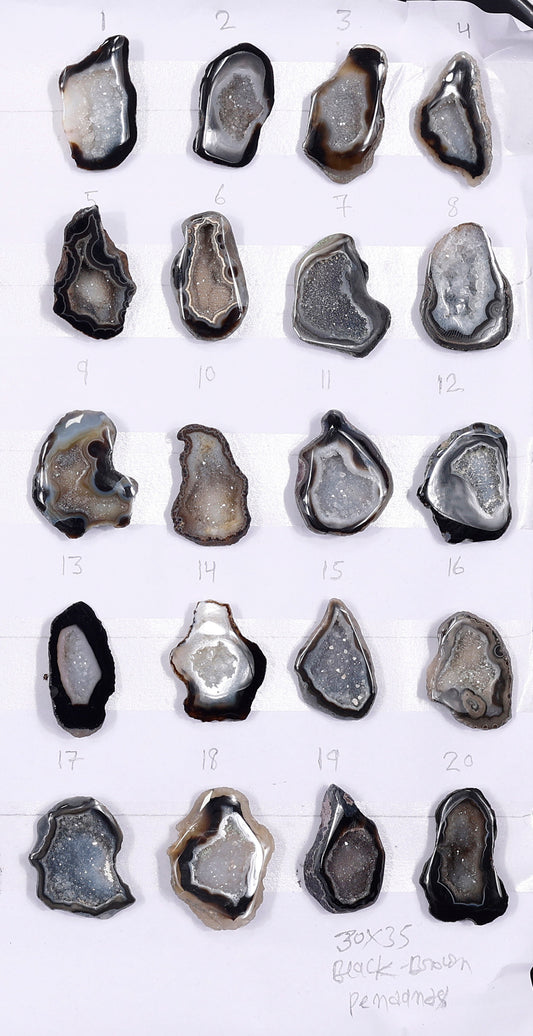 Geode Stones ( Pendant ) by Selection  30 - 35 mm Black & Brown Shades For Making Jewelry