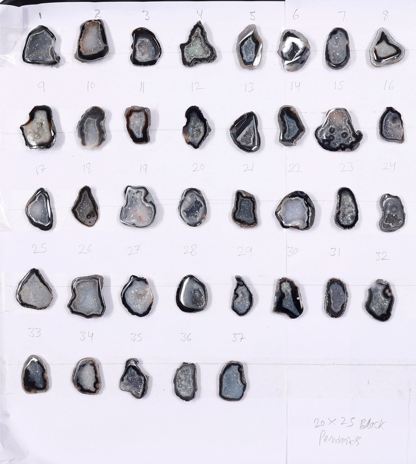 Geode Stones (Pendant) by Selection  20-25 mm Black For Making Pendant Jewelry