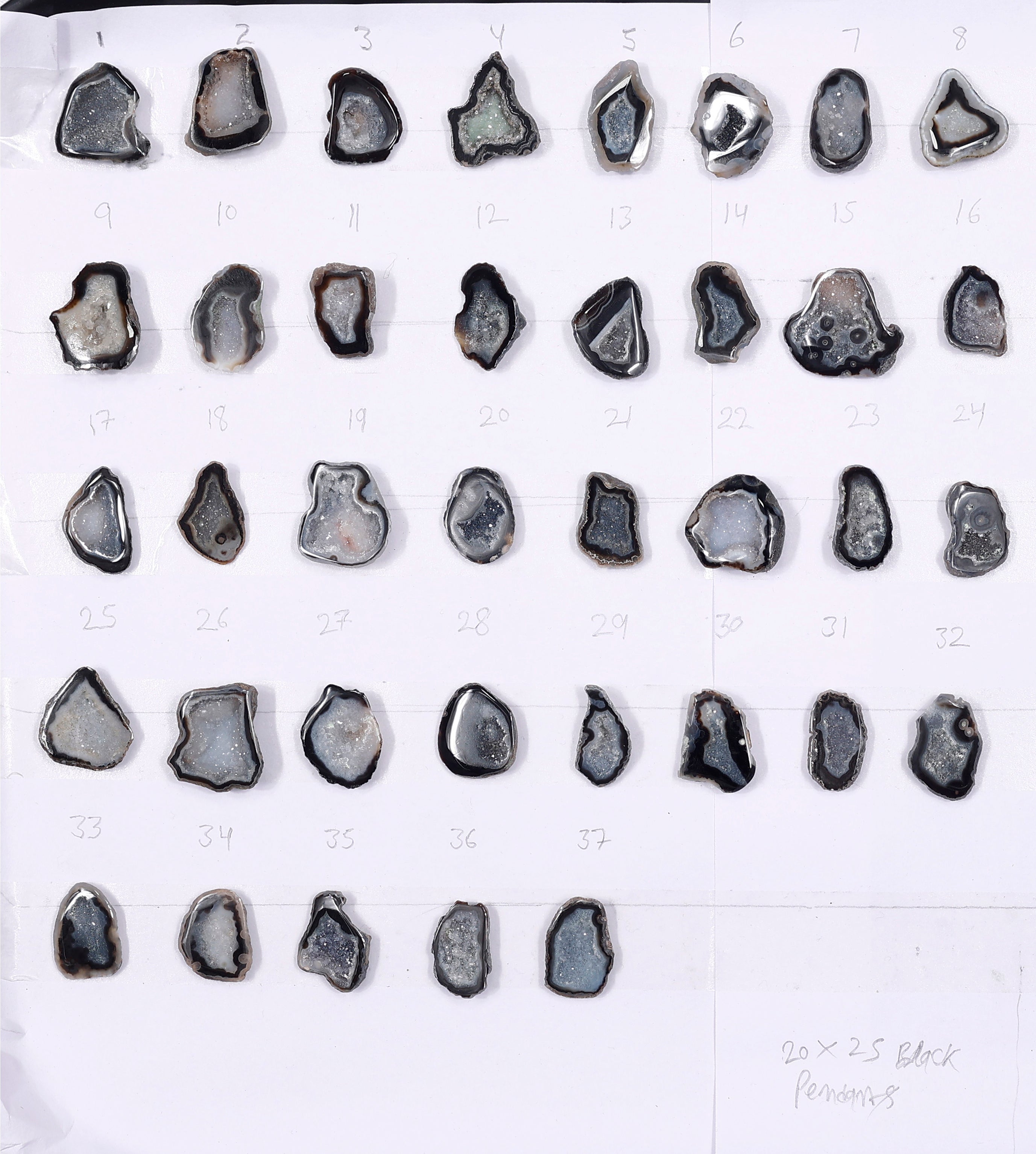 Geode Stones (Pendant) by Selection  20-25 mm Black For Making Pendant Jewelry