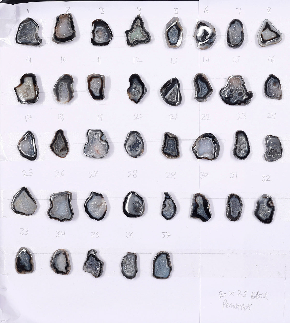 Geode Stones ( Pendant ) by Selection  20 - 25 mm Black For Making Jewelry My Store