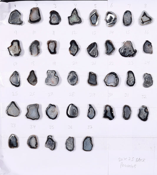 Geode Stones ( Pendant ) by Selection  20 - 25 mm Black For Making Jewelry