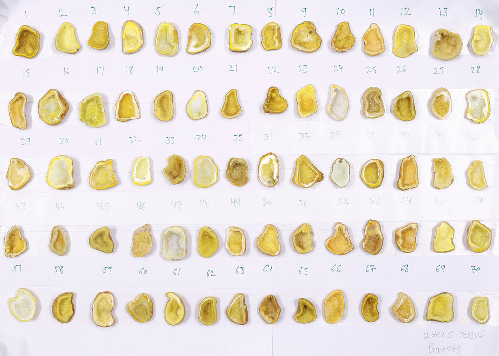 Geode Stones (Pendant) by Selection 20-25 mm Yellow For Making Pendant Jewelry