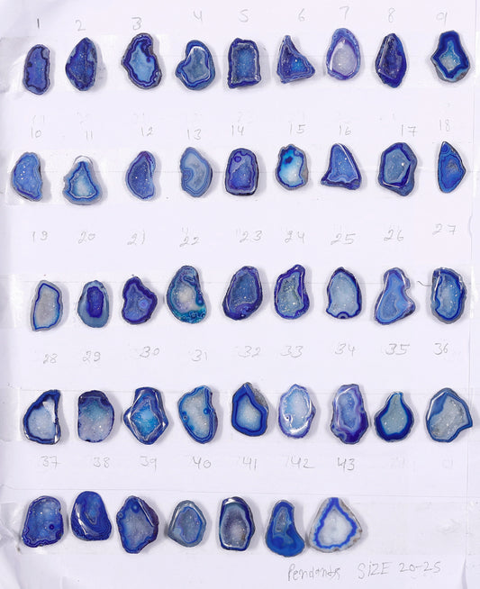 Geode Stones ( Pendant ) by Selection 20 - 25 mm Blue For Making Pendant Jewelry
