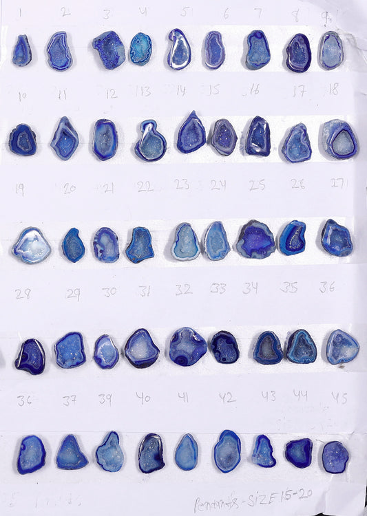 Geode Stones ( Pendant ) by Selection 15 - 20 mm Blue For Making Pendant Jewelry