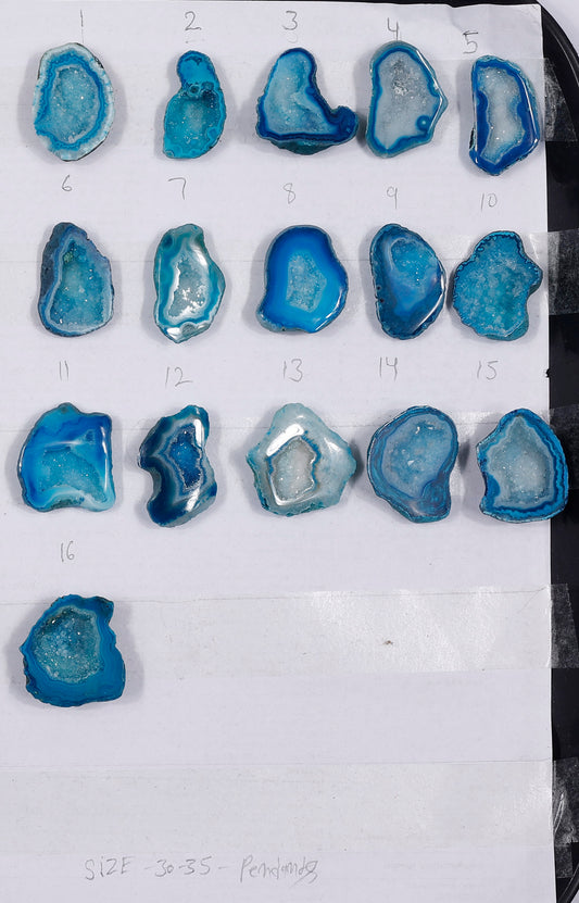 Geode Stones ( Pendant ) by Selection 30-35 mm Aqua Color For Making Jewelry
