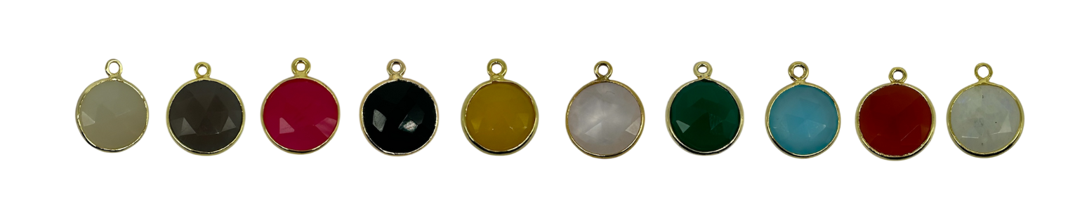 Silver 925 Round Faceted Gemstones Bezels, Jewelry Making Wholesale Supply, 10mm, Labradorite, Amethyst, Rose Quartz, Earrings