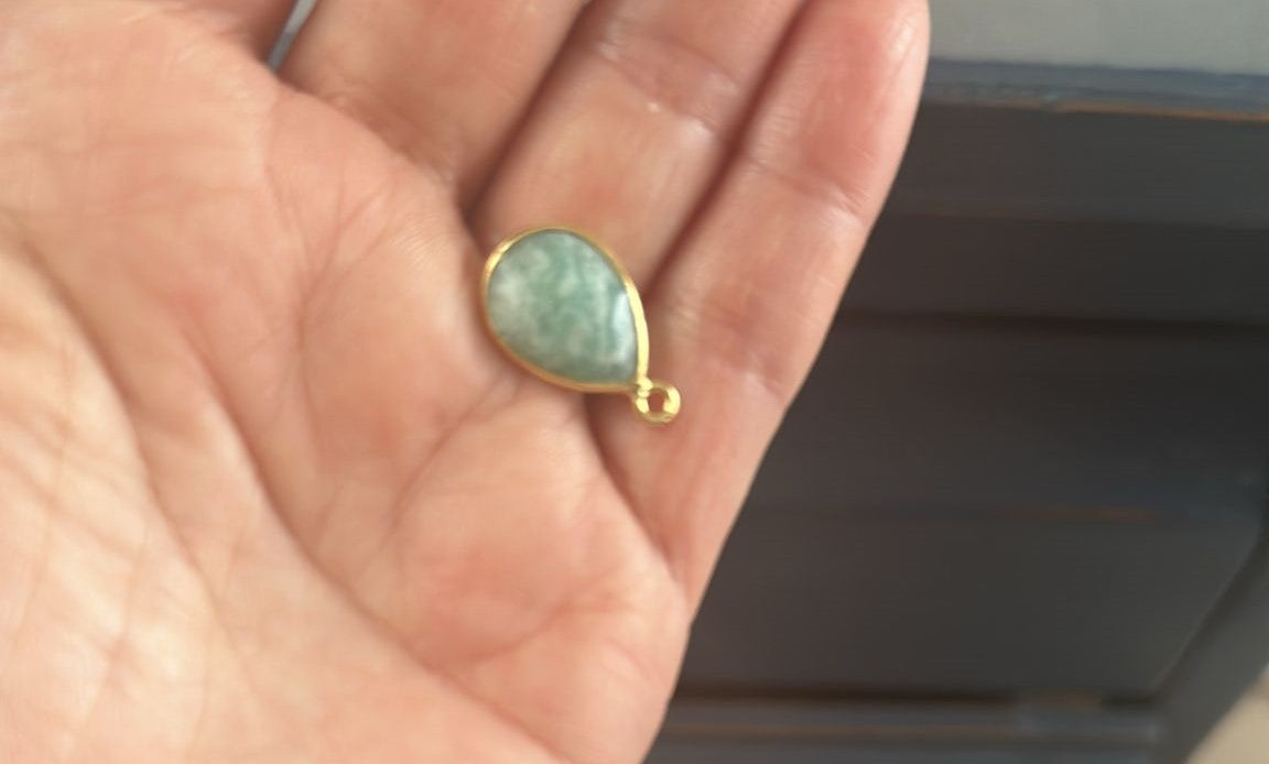 Brass Pear 10 * 14 MM Gemstones Bezels Single Bail Pairs