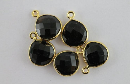 Heart Dainty Minimalistic Chalcedony Faceted Stones Bezel Connectors Brass 12 MM