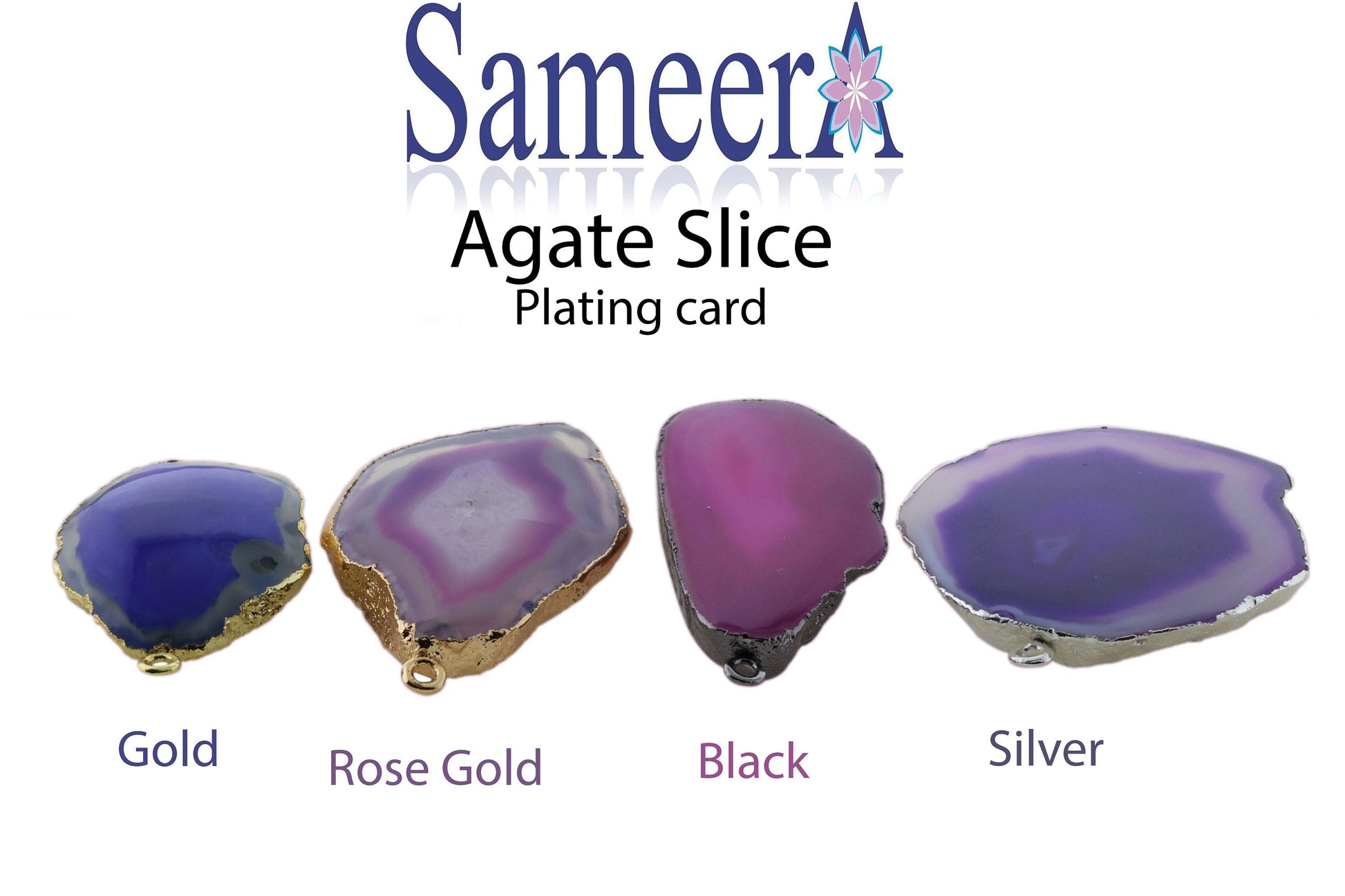 Agate Slice Connectors Pendants Gold Edged 10 - 40 mm - Meena Design