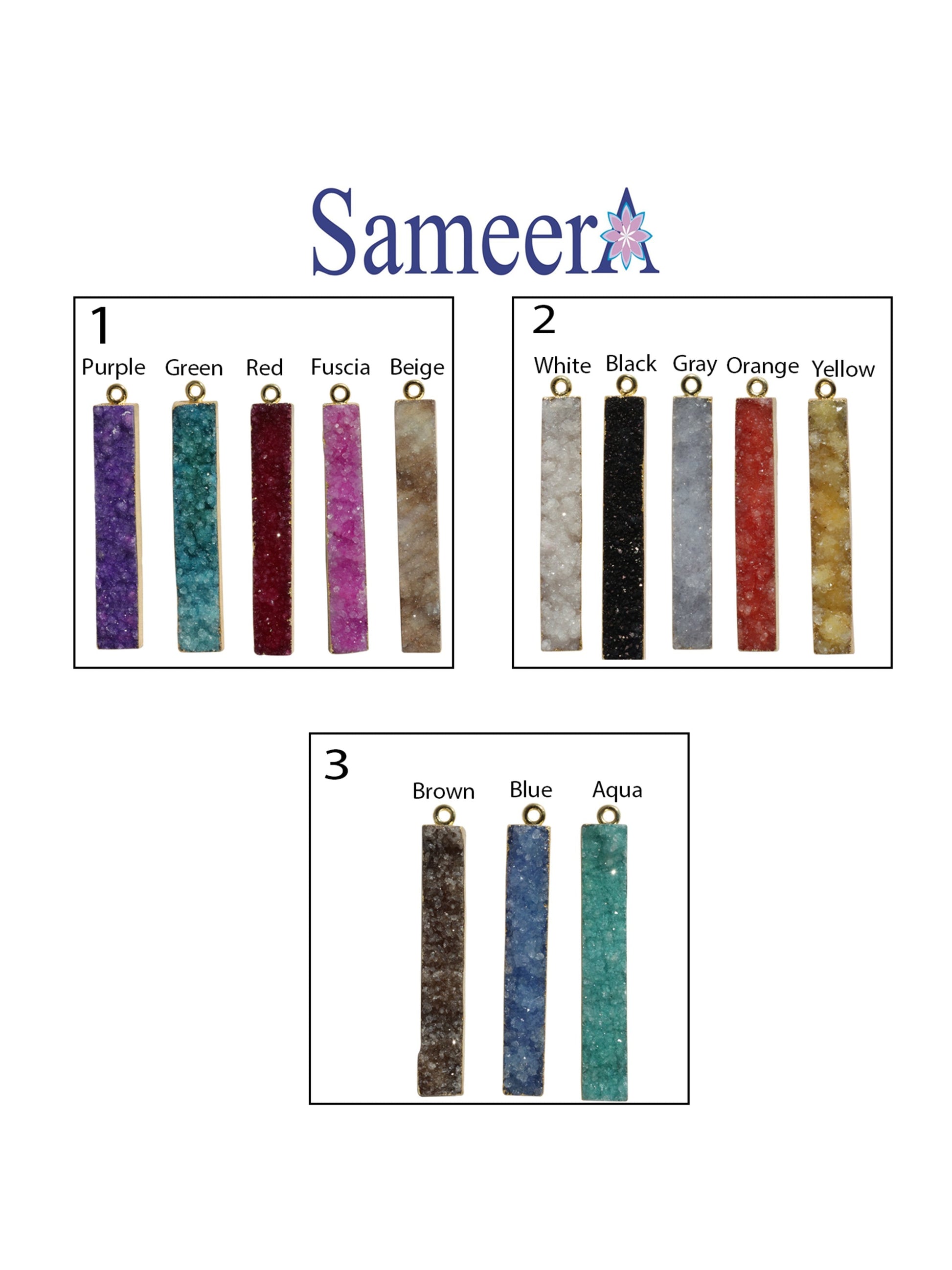 Druzy Bars Natural Gemstone Pendants And Connectors - Meena Design