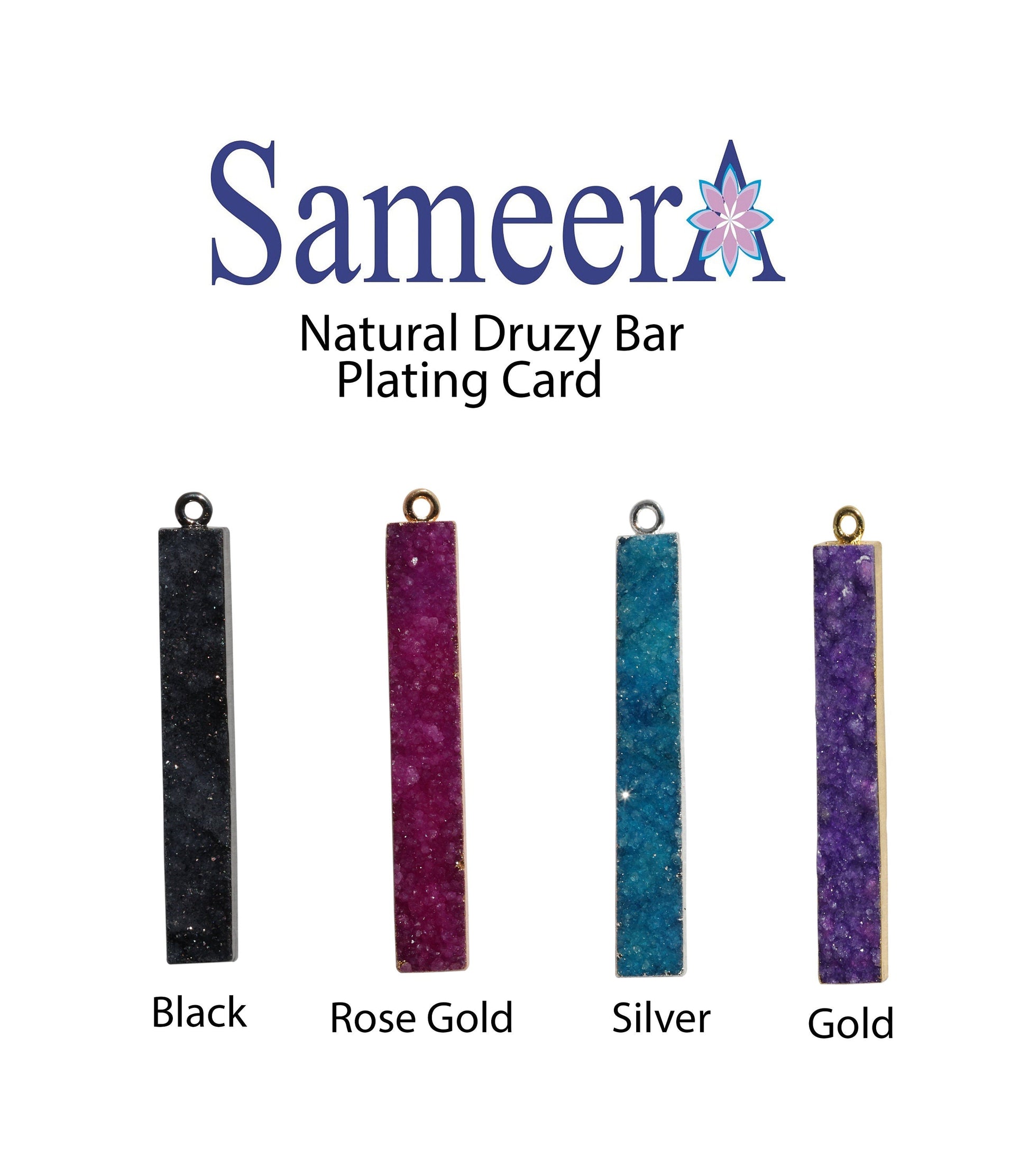 Druzy Bars Natural Gemstone Pendants And Connectors - Meena Design